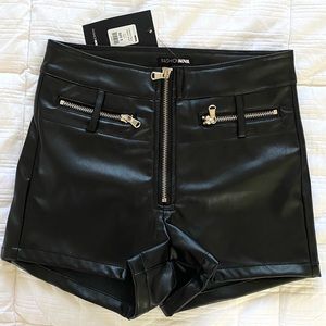 Faux leather shorts